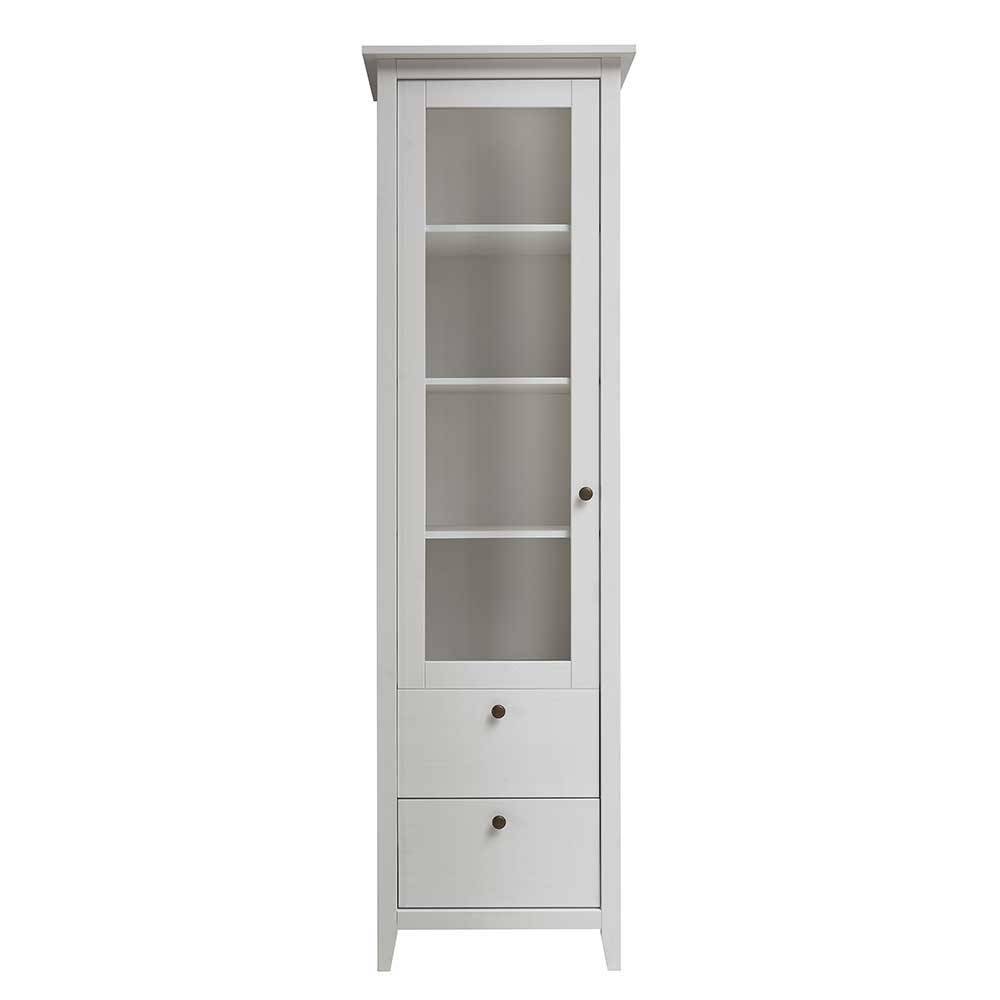 58x200x40 cm Skandi Vitrine in Weiß lackiert - Astinion