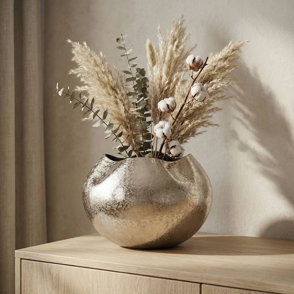 Kugelvase aus Aluminium in Silber - Arnia