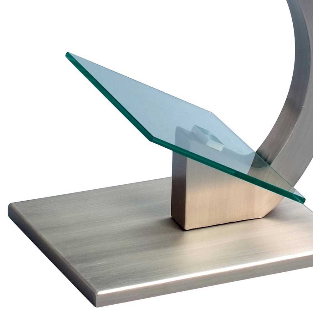 Kleiner Designtisch mit Glas Kairawan & Metall Edelstahloptik