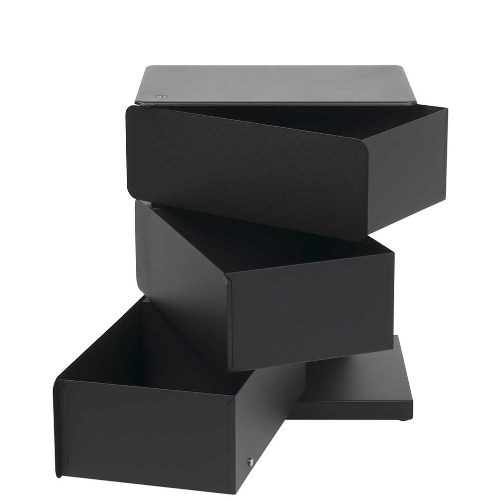 Schwarze Design Stahlkommode mit drei Schubladen - Zunil