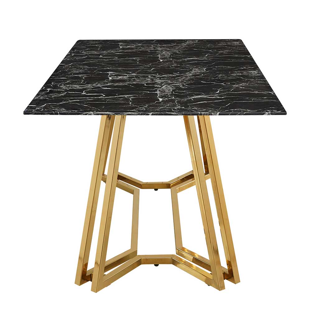 Designer Tisch mit Glasplatte in Marmor Optik - Mooney