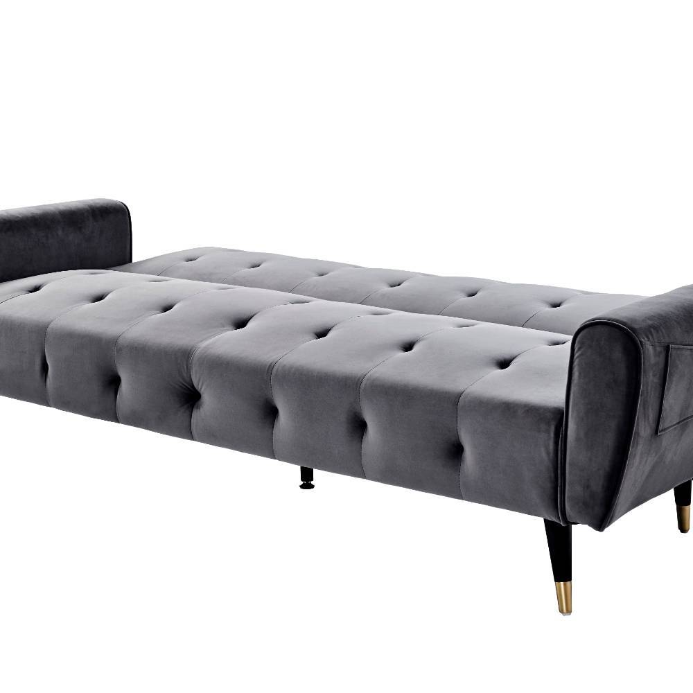 Klappcouch aus Samt Grau - Acruma