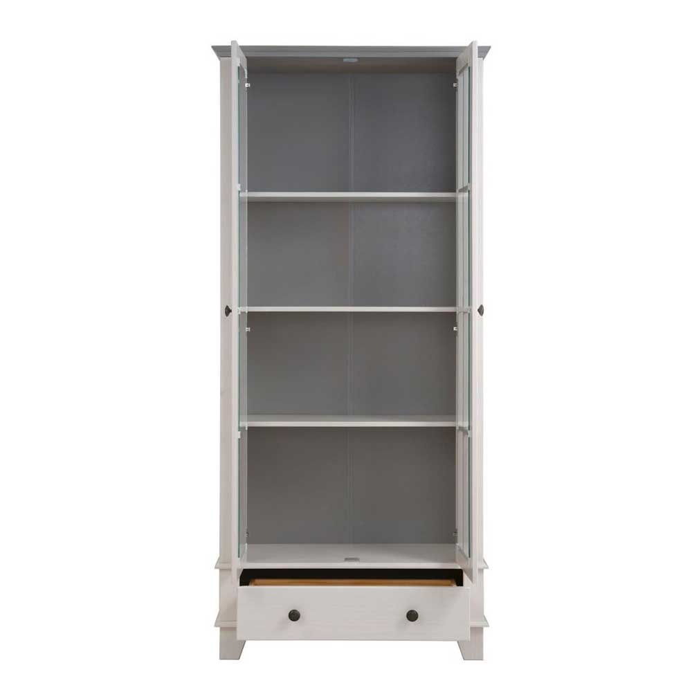 Modern Country Vitrine in Weiß mit Grau - Sumatra