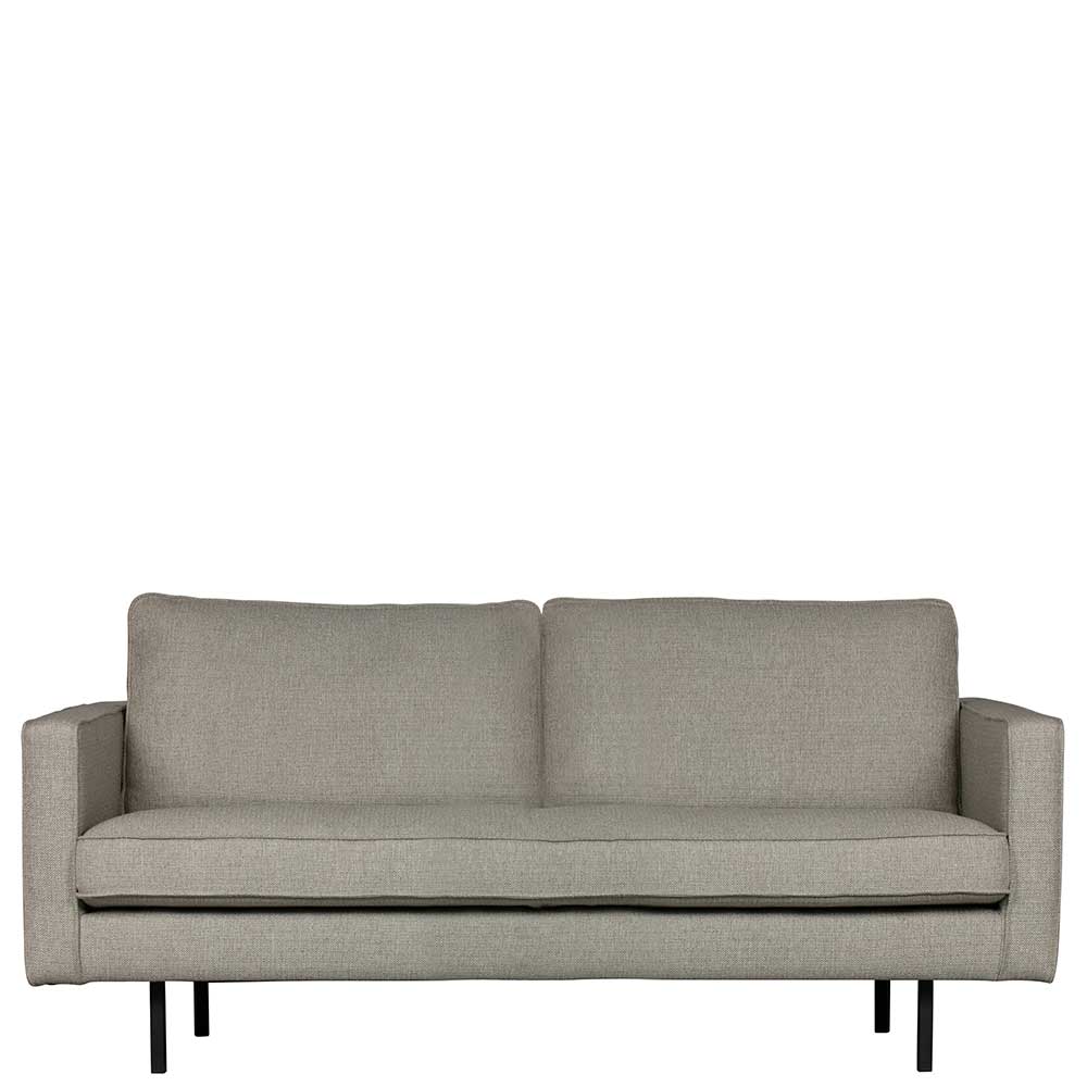 Couch in hellem Braun & Schwarz aus Strukturstoff & Metall   Intoras