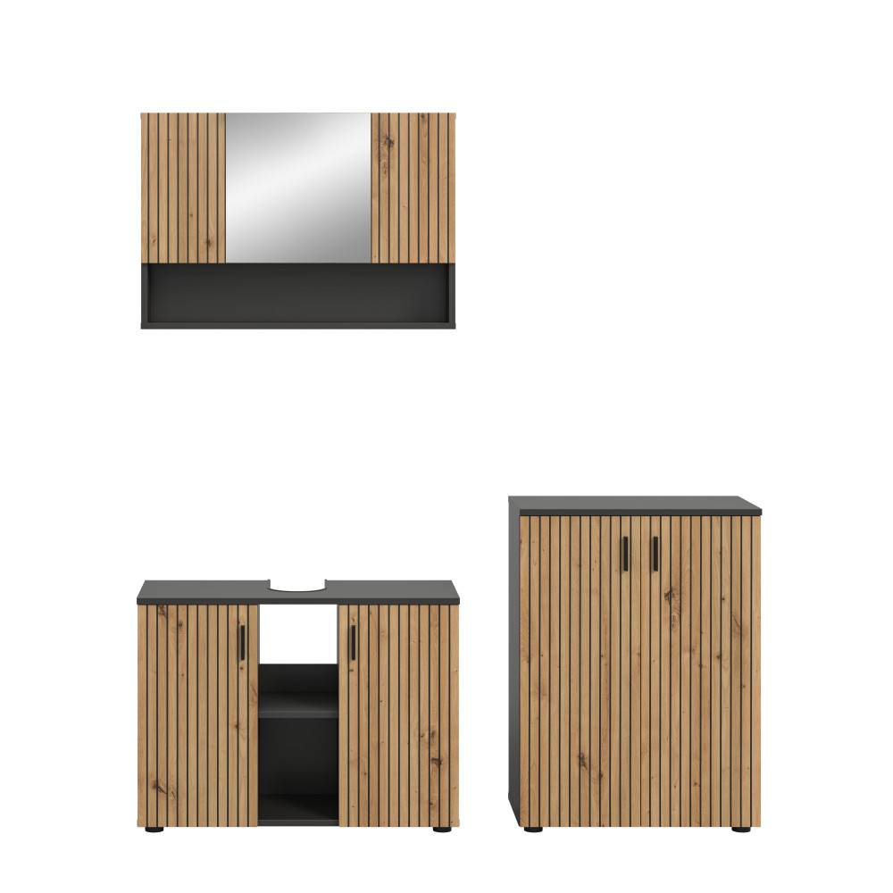 Spiegelschrank mit offener Ablage - Janny (dreiteilig)