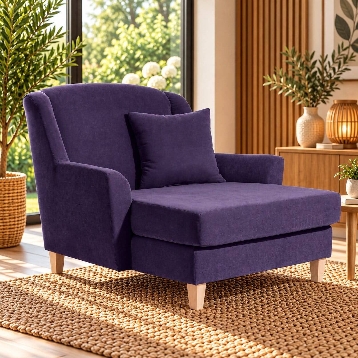 XXL Sessel in Violett Velours - Densavica