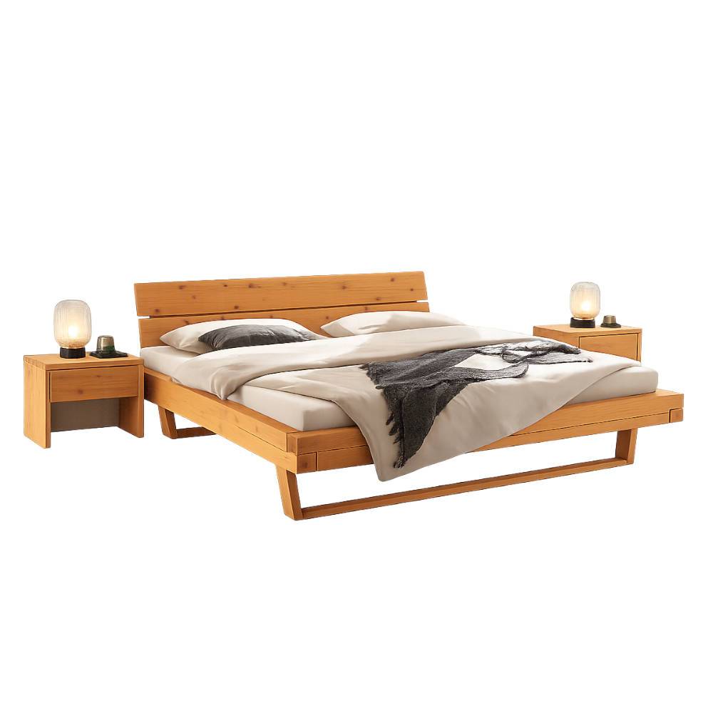 Kiefernholz Balkenbett in Eiche Honig - Initial (dreiteilig)