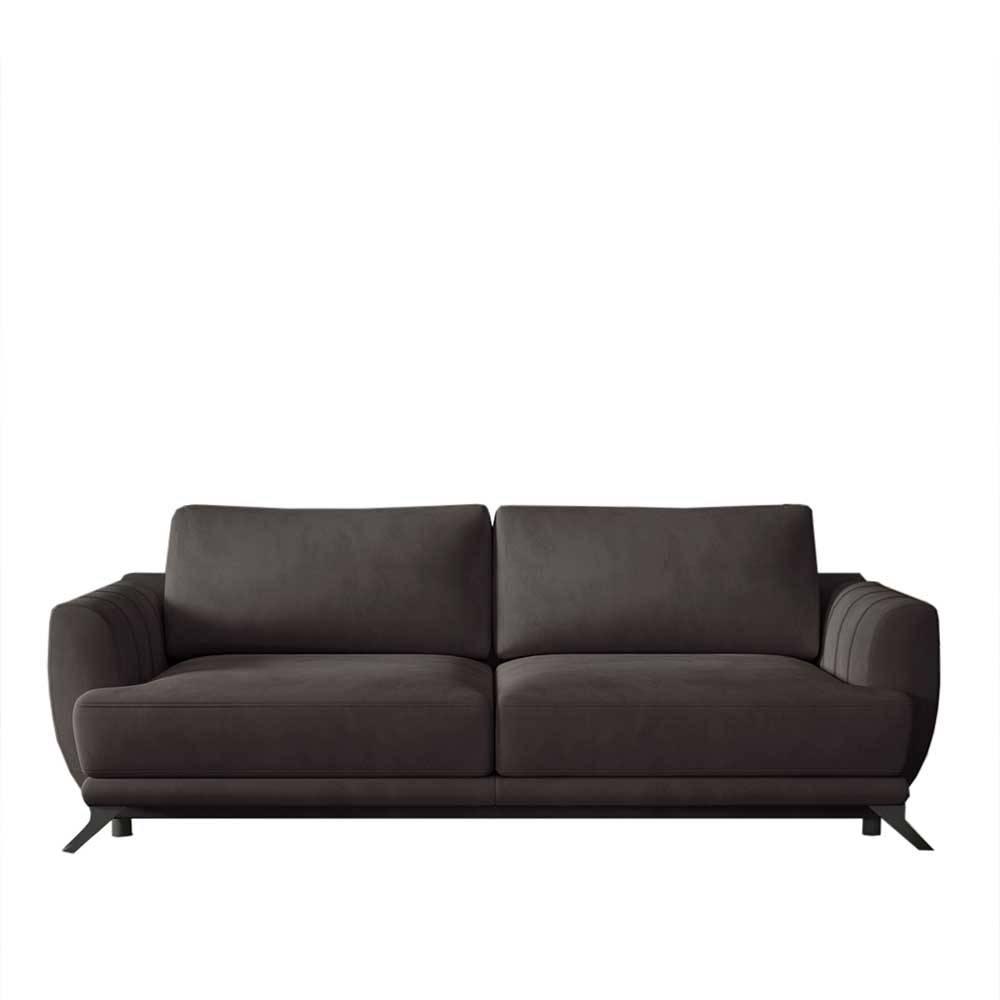 Dreisitzer Couch in Dunkelbraun Samt - Gina
