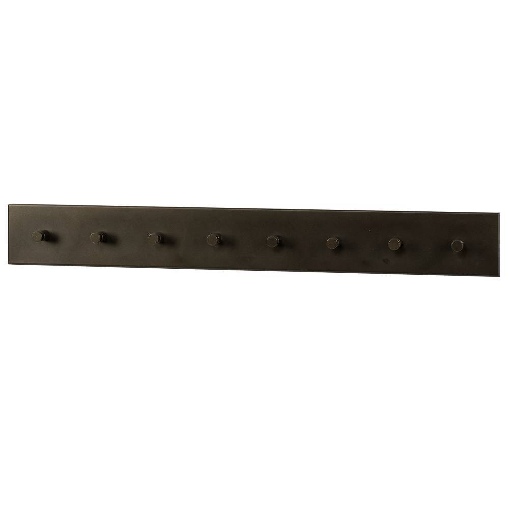 Robuste dunkelbraune Metall-Hakenleiste mit sieben runden Haken für den Eingangsbereich – Matic