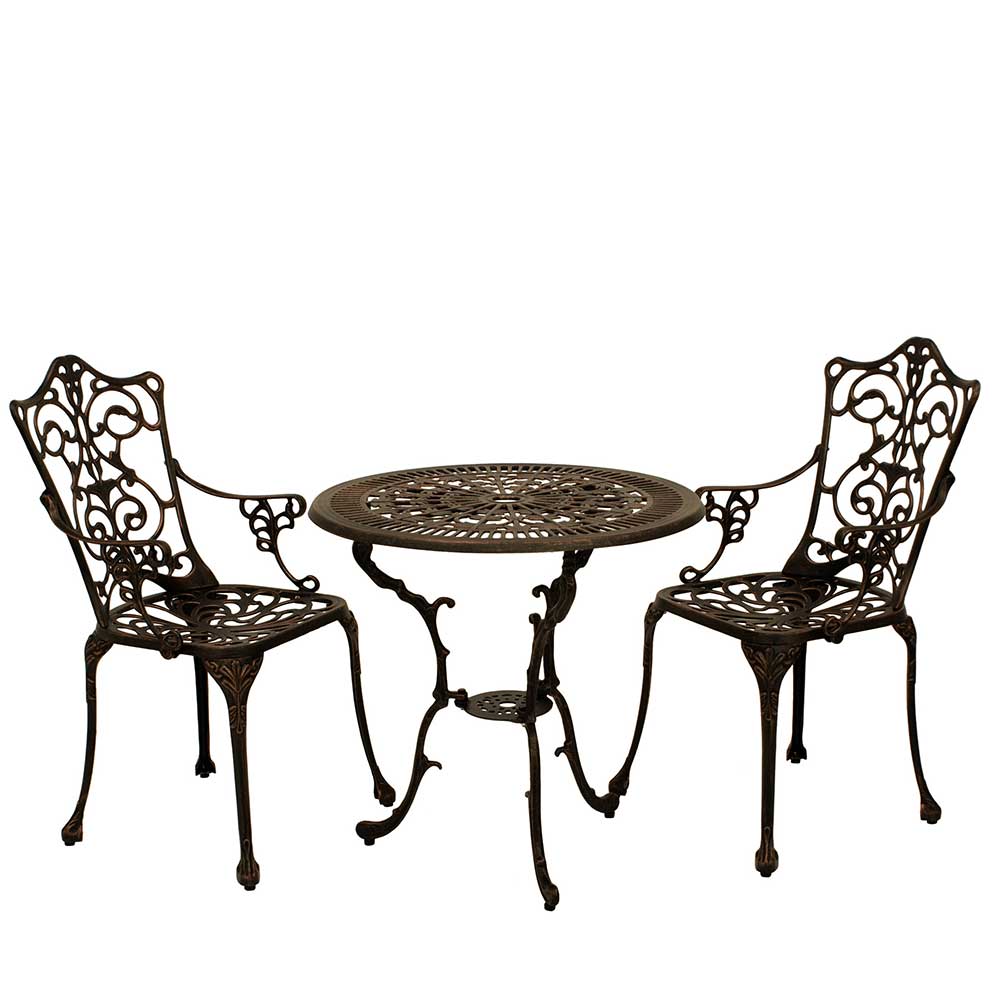 Garten Tisch & 2 Stühle aus Alu Guss - Taifun (dreiteilig)