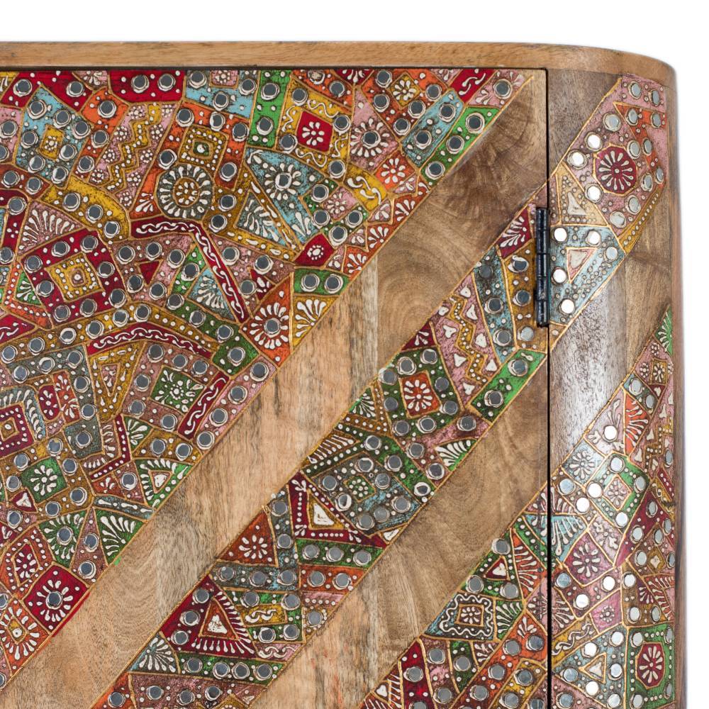 Massivholz Schrank mit Ethno Muster - Jeen