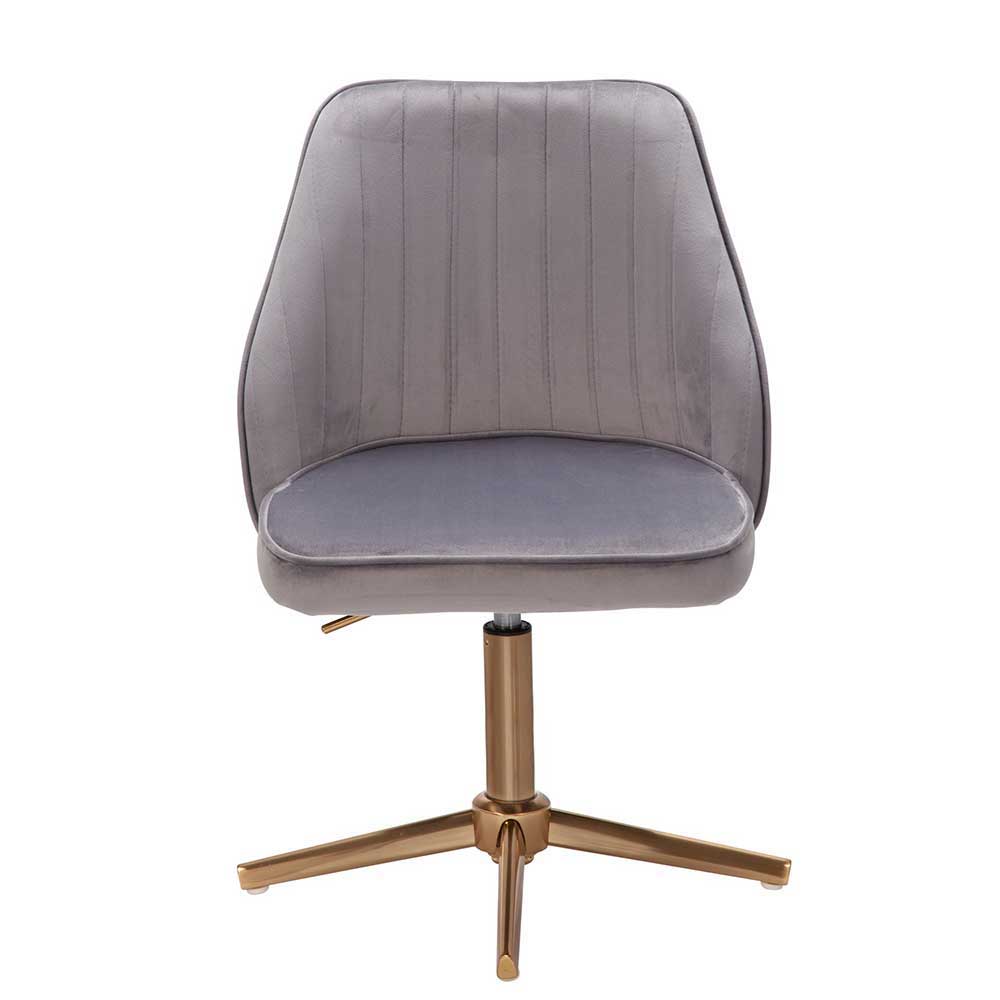 Eleganter Schreibtisch Drehstuhl in Grau Samt - Cessma