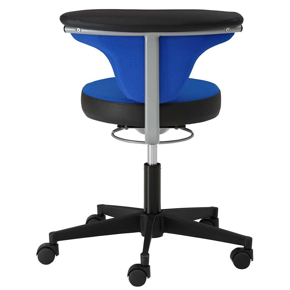 Bürohocker mit Lehne in Dunkelblau & Schwarz - Kanellas