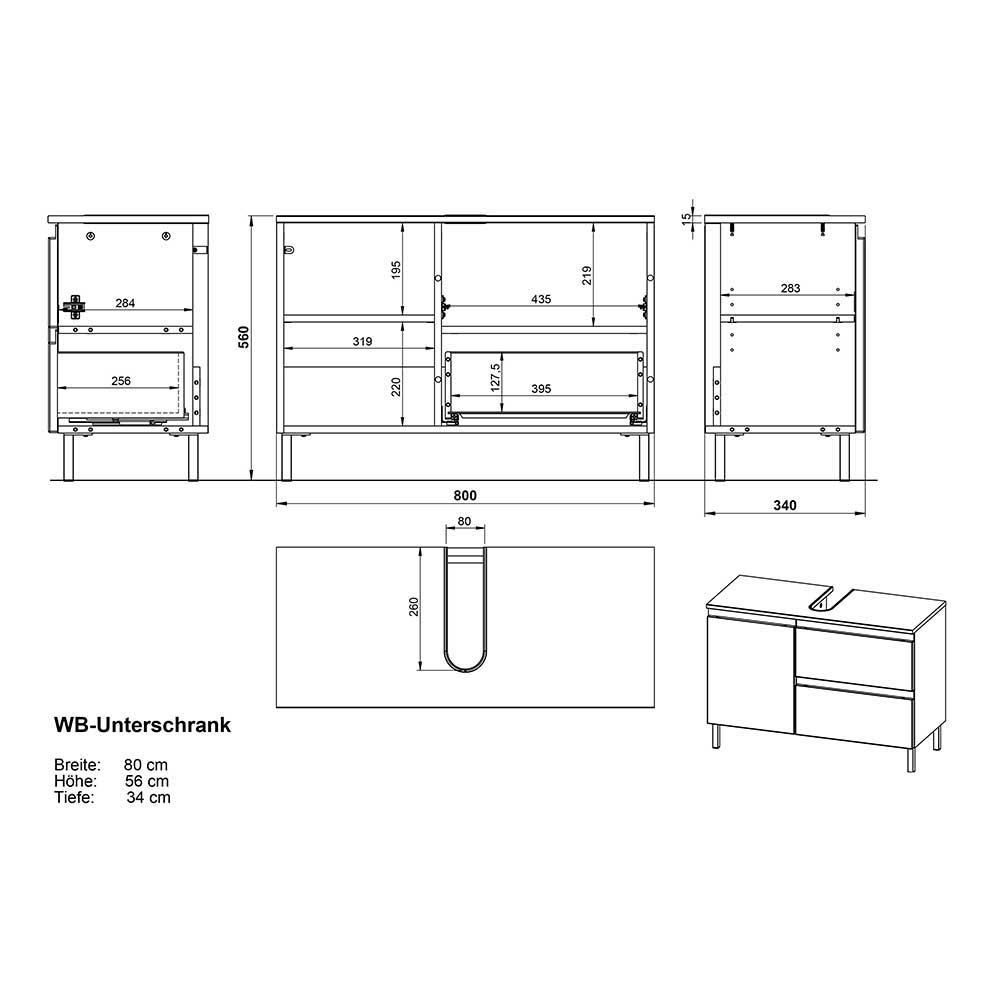 Badezimmer Ausstattung Möbel - Aspariavo (vierteilig)