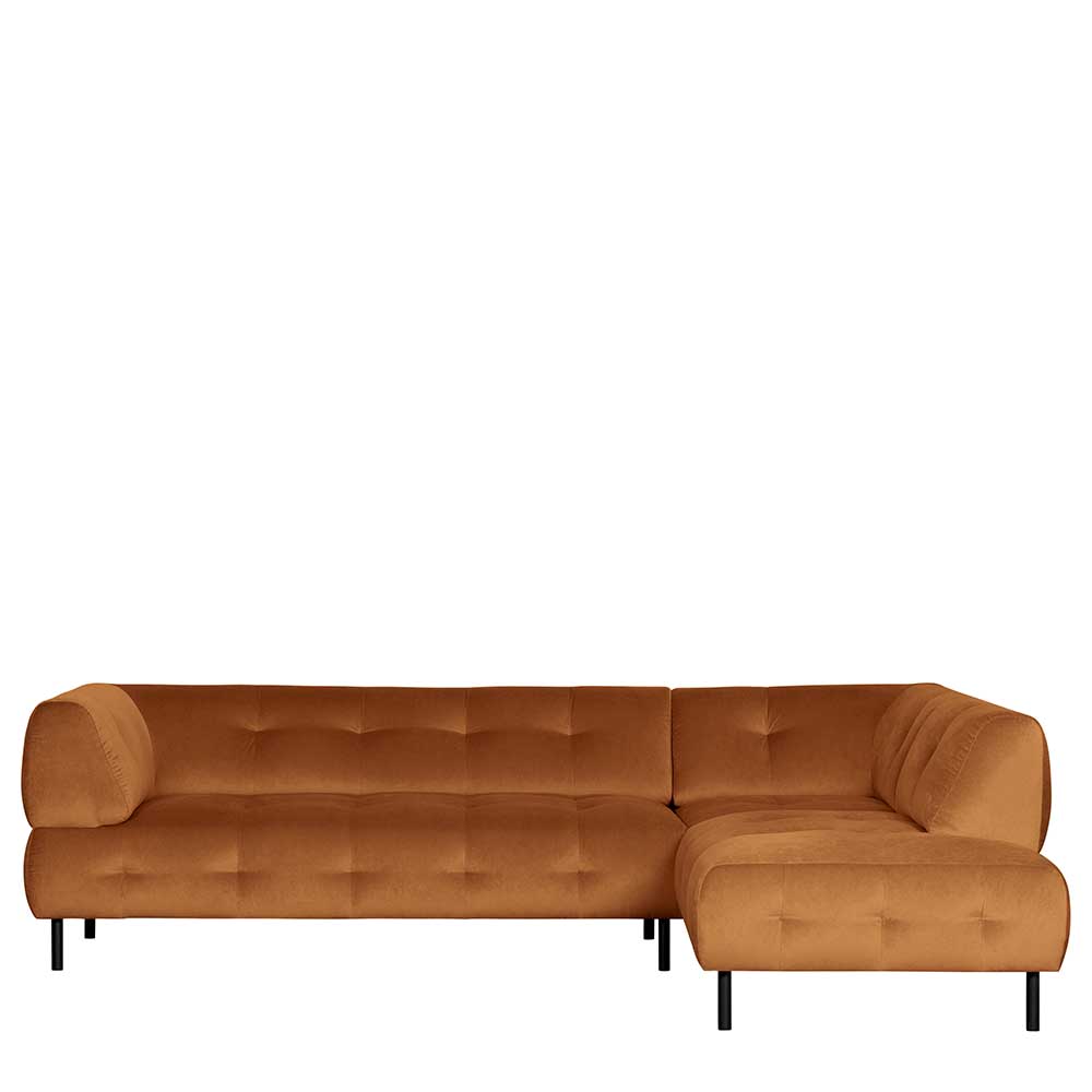 L-Form Couch in Hellbraun Samtbezug - Ulrike