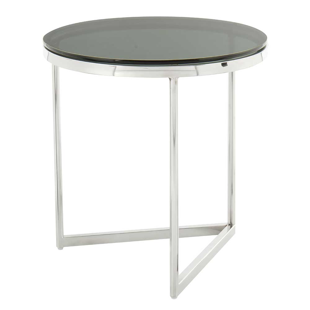 Runder Design Beistelltisch mit Glasplatte Schwarz - Steven