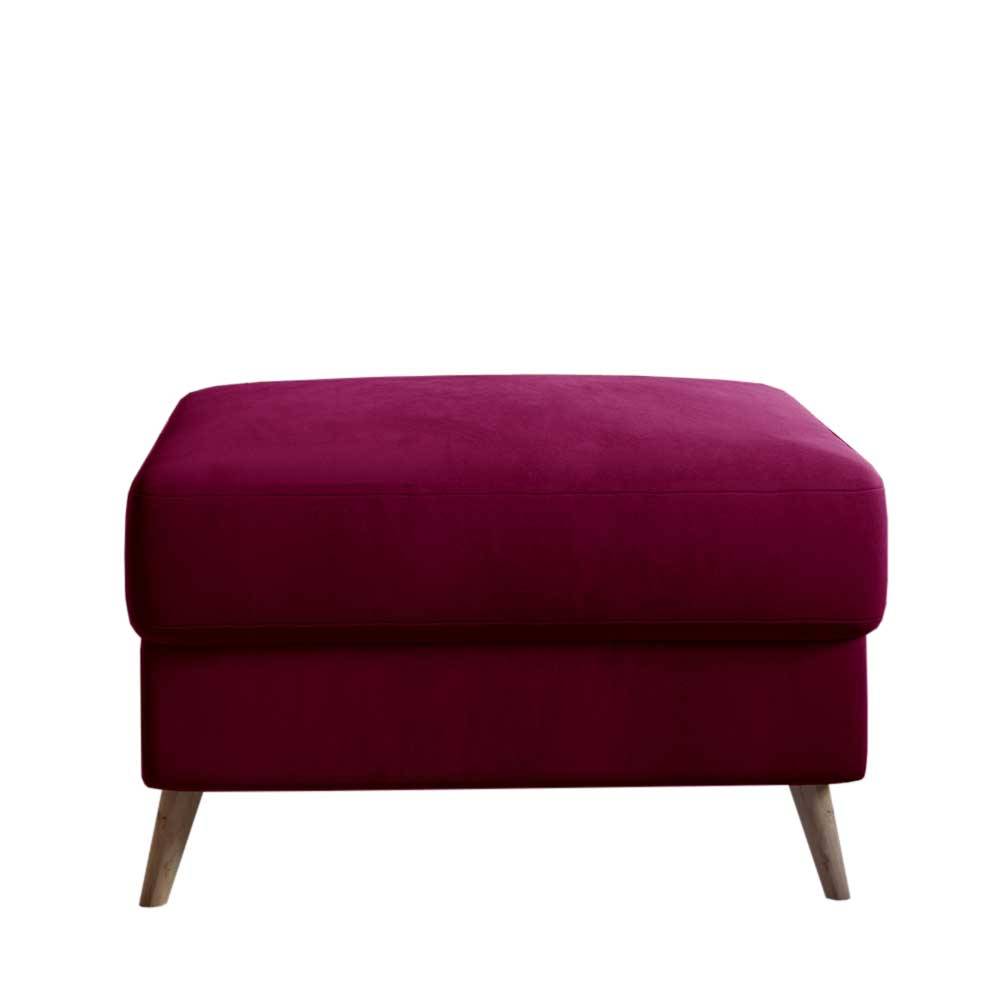 Polsterhocker in Bordeaux Rot Samt - Delphima