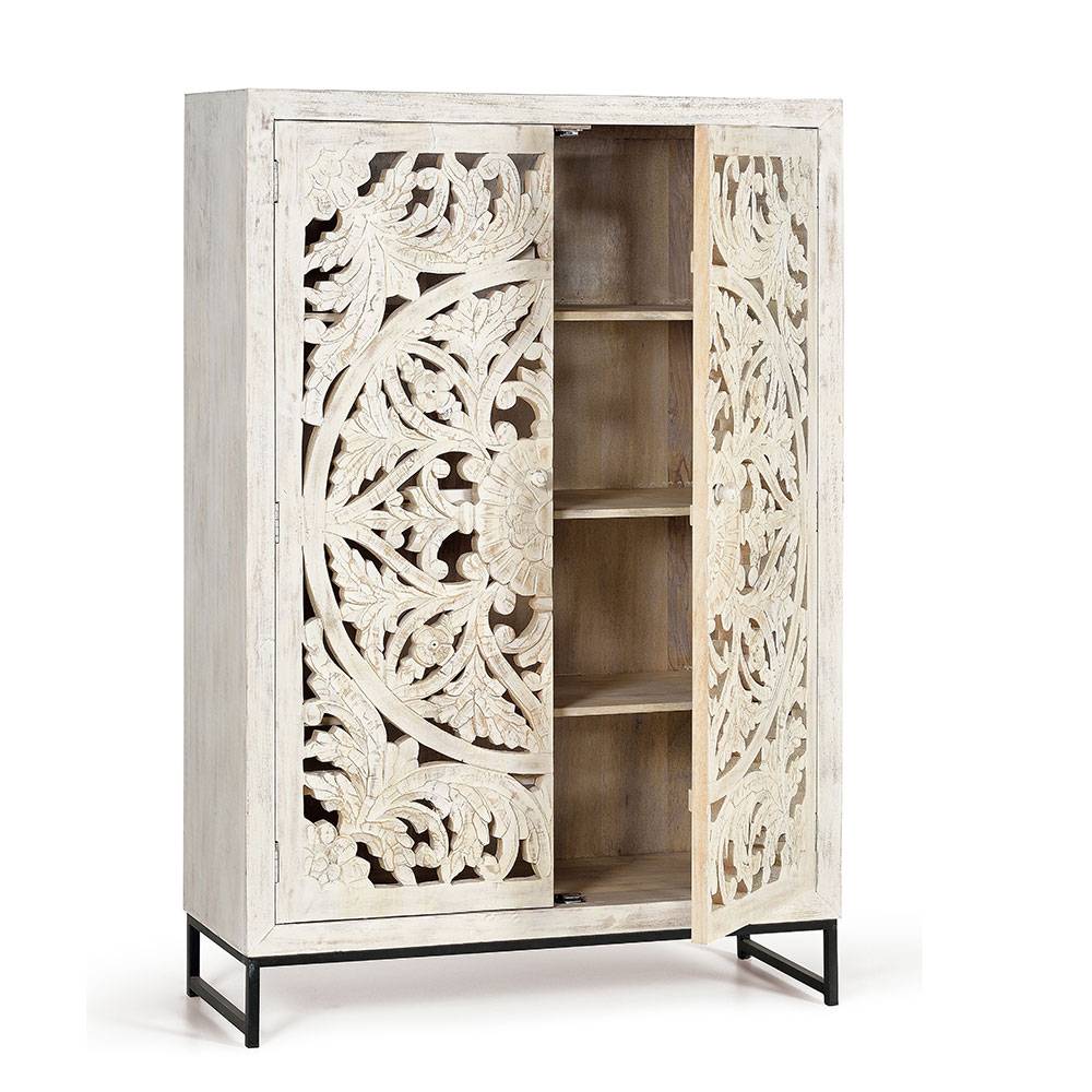 Vintage Schrank in Mangoholz White Wash - Fudorus