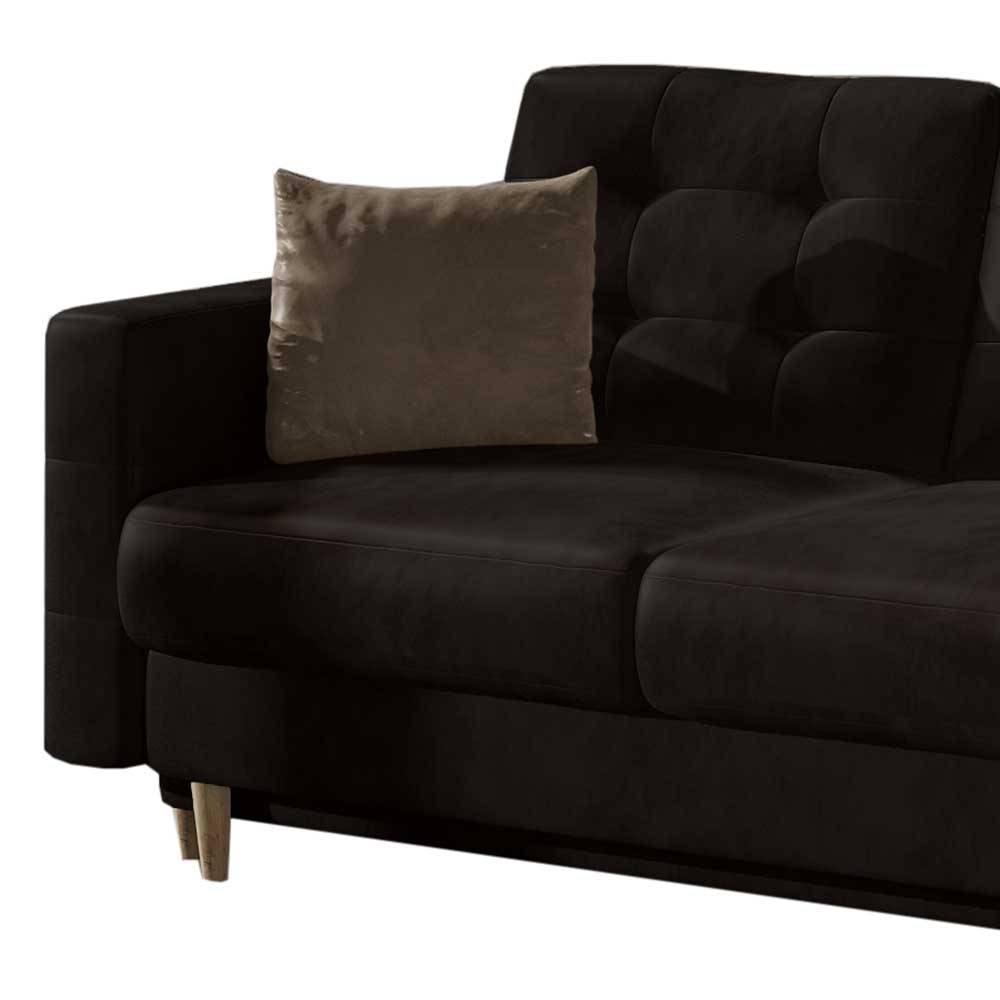 Wohnzimmer Klappcouch in Dunkelbraun Samt - Smento