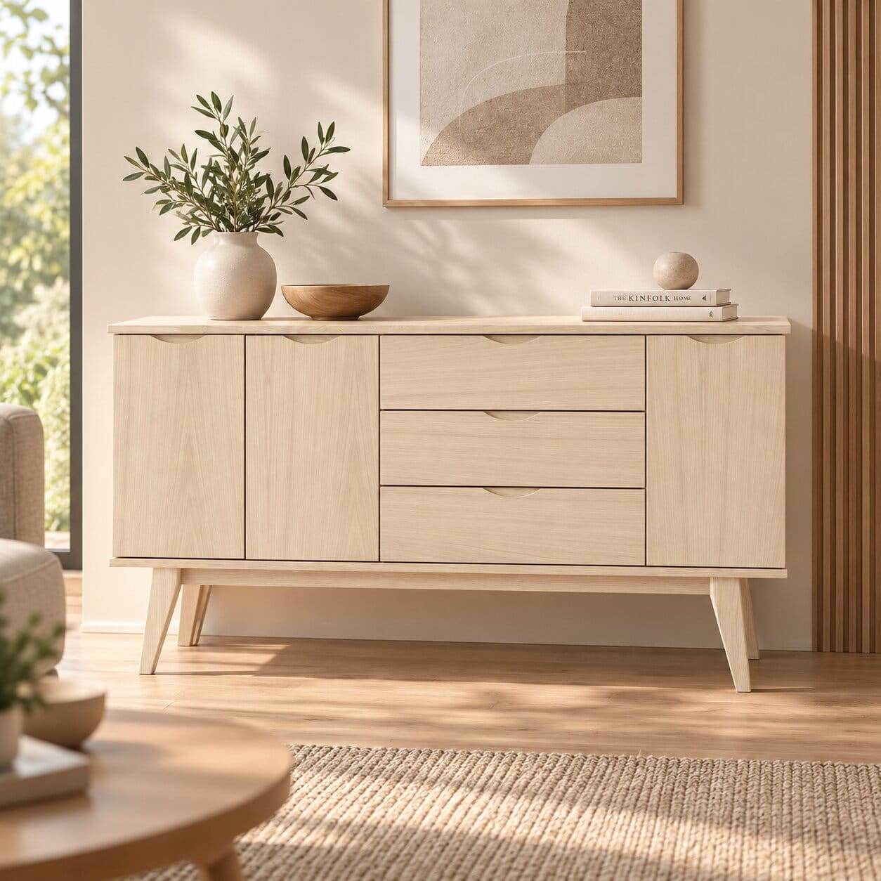 White Wash Holz Sideboard in Eiche - Pessoa