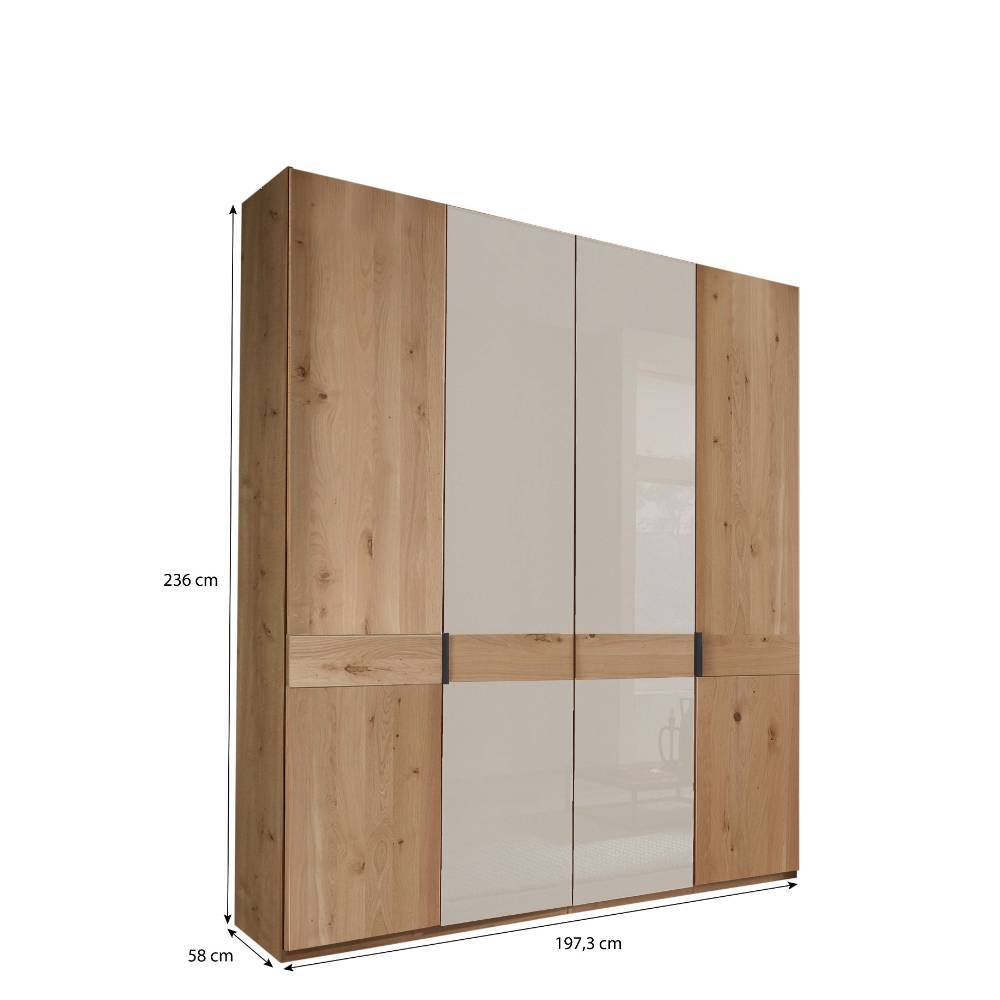 4-türiger Kleiderschrank in Eiche Bianco - Nikoba