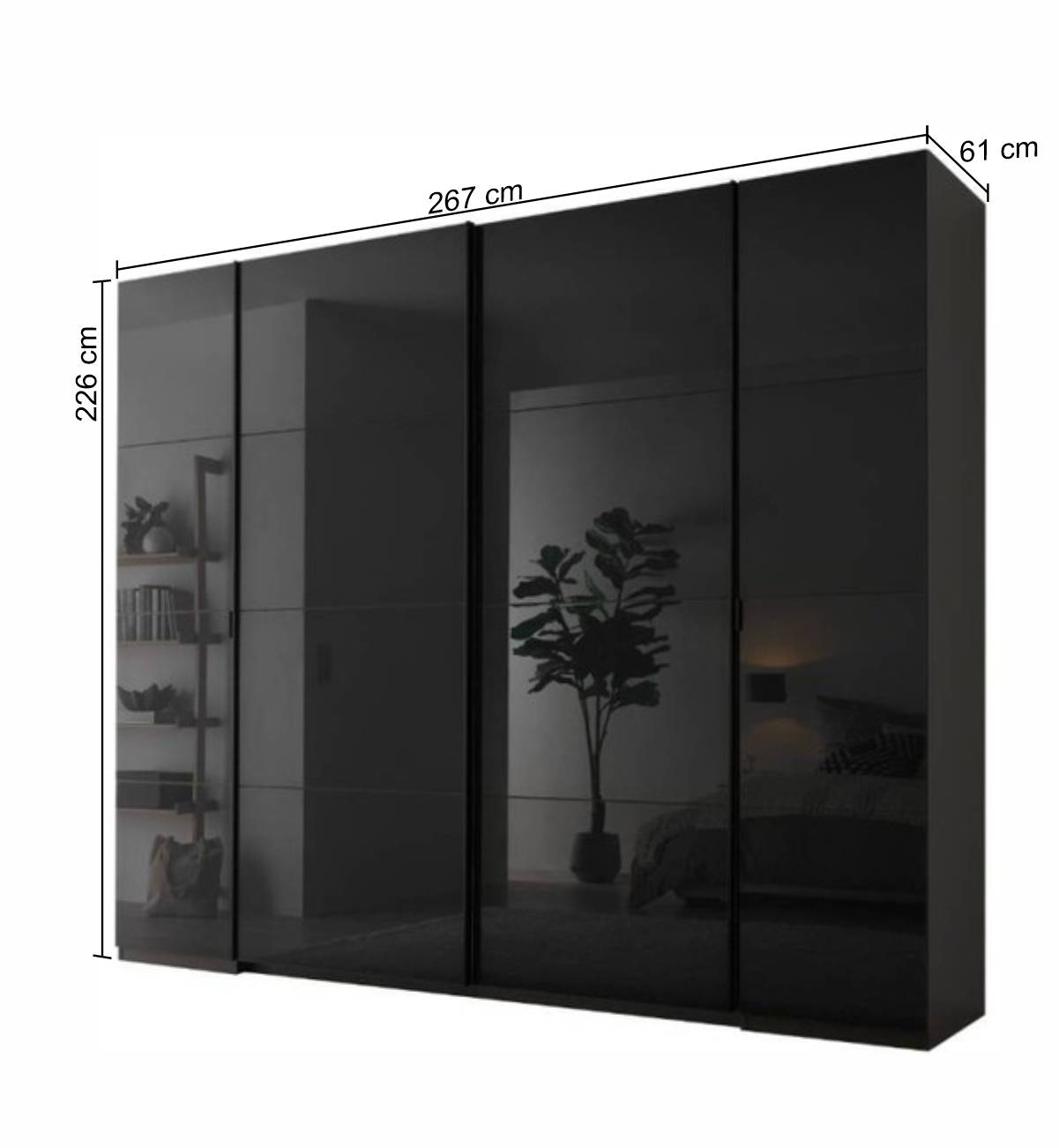 Design-Kleiderschrank in Dunkelgrau und Schwarz - Adjoma