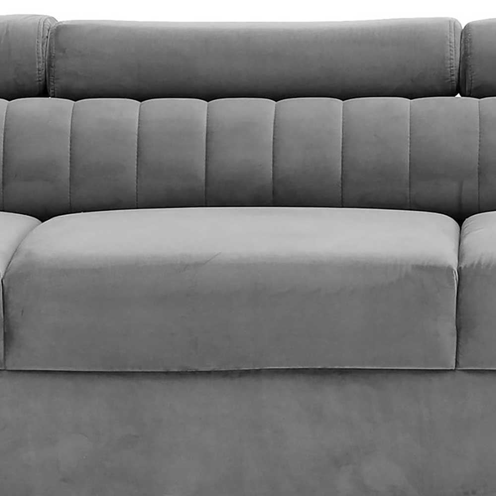 Federkerncouch in Hellgrau Velours - Moose