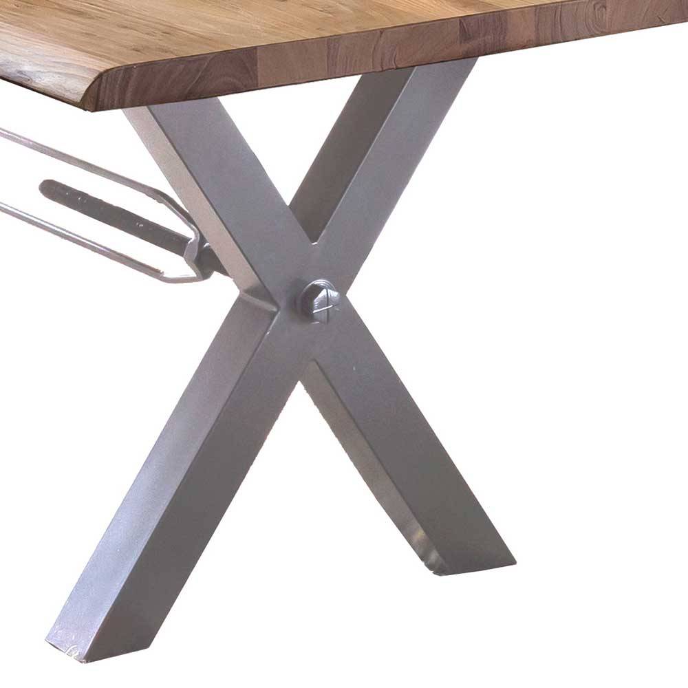 X Fuß Esszimmertisch mit Holzplatte Live Edge - Kandu