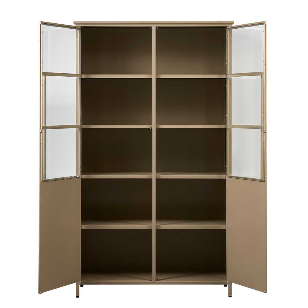 Metall Vitrinenschrank in Khaki - Gabadoza