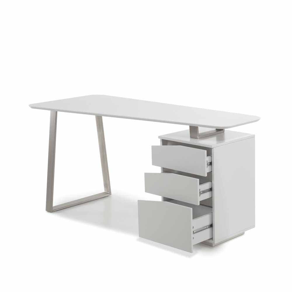 Design Schreibtisch in Weiß 150x67 cm Velino mit 3 Schubladen