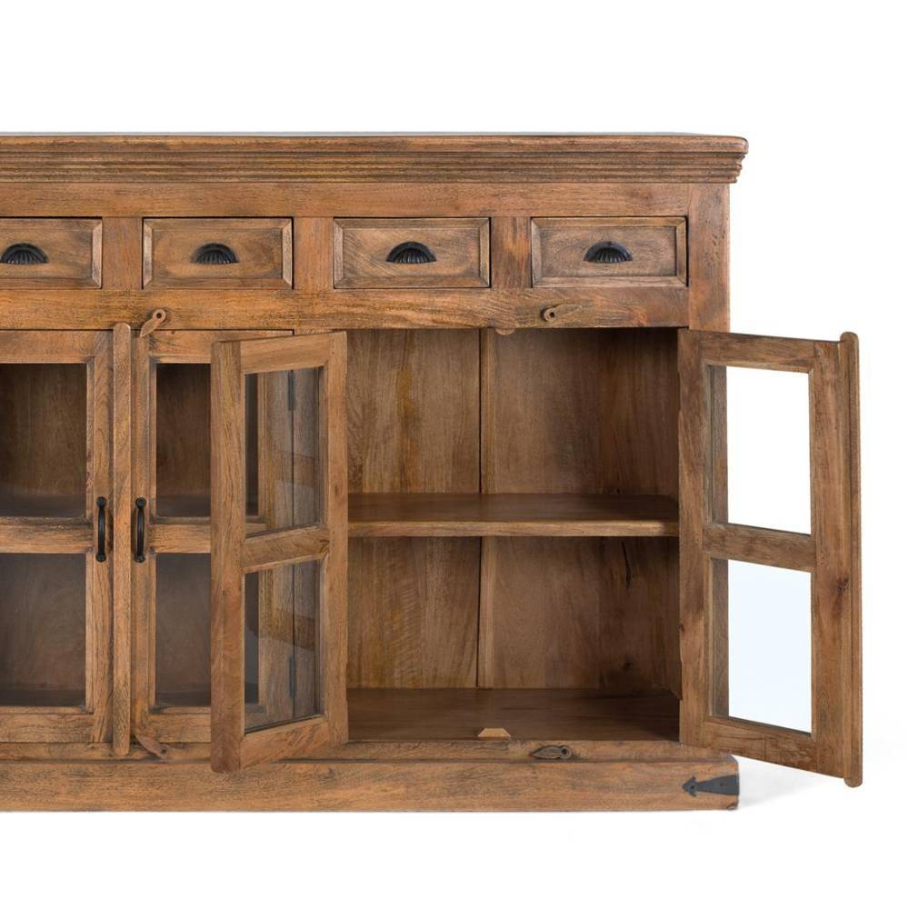 Sideboard Vitrine aus Mangobaum Massivholz - Jayma