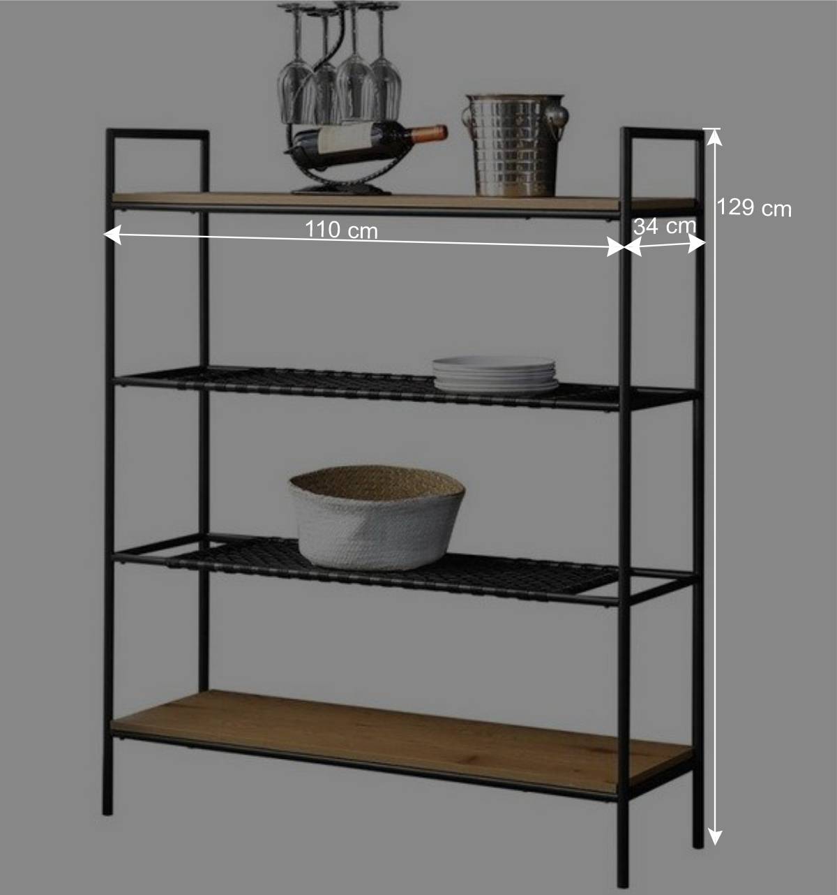 110x129x34 Standregal mit vier Ablagen in Natur - Zavias