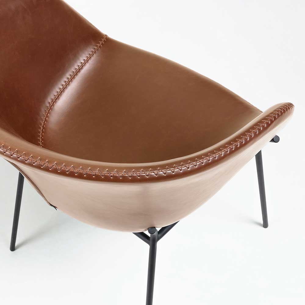 Toller Tisch Sessel in Braun Kunstleder - Plurana