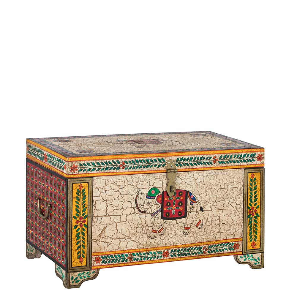 Orient Design Truhe in Bunt mit Elefanten Motiv - Branle