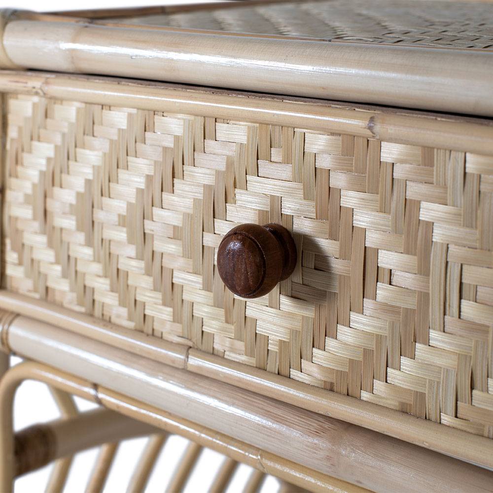 Rattan Nachtkommode mit zwei Ablagen - Robin
