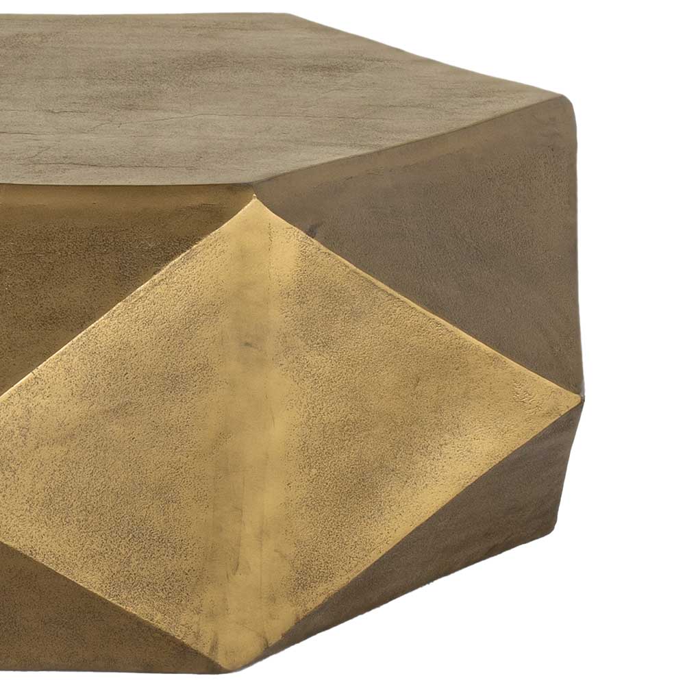 Sechseckiger Couchtisch aus Alu Guss in Gold - Geniale