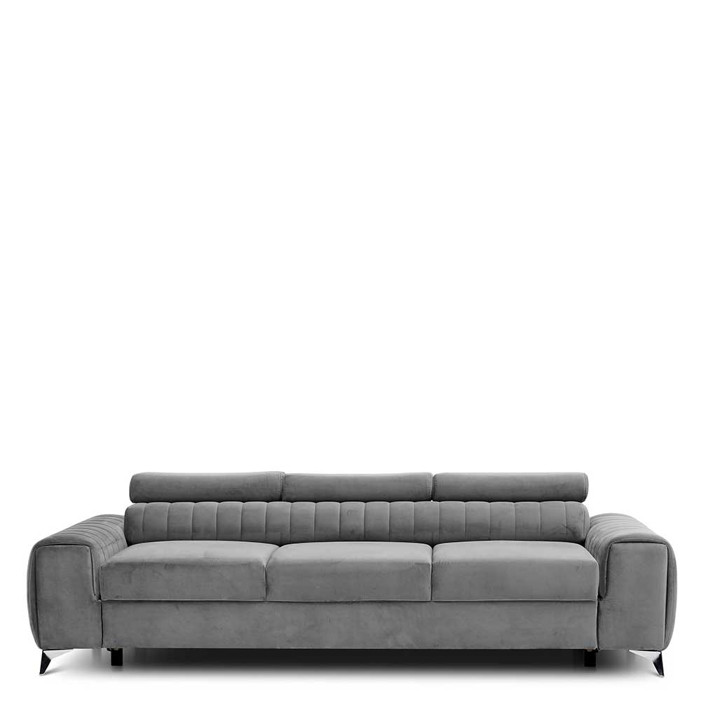 Federkerncouch in Hellgrau Velours - Moose