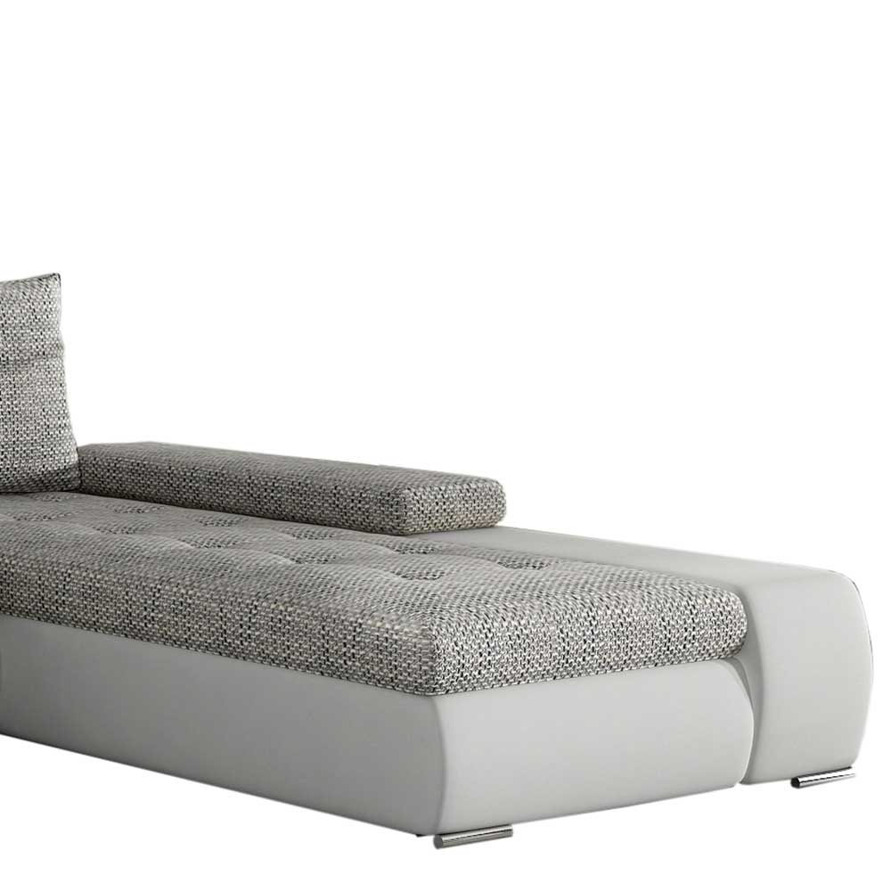 U-Couch mit Bettfunktion in Beigegrau und Weiß - Draguno