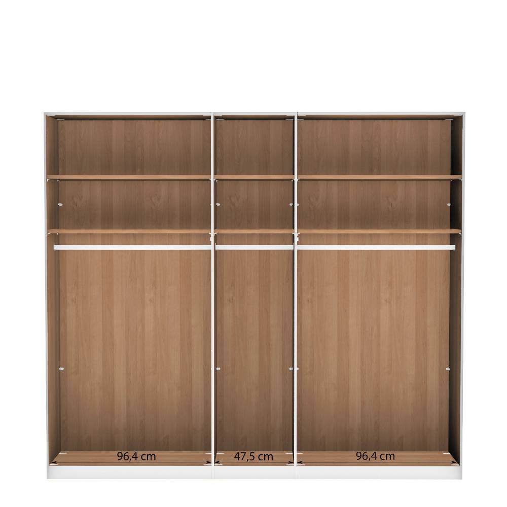5-türiger Kleiderschrank in Eiche Bianco - Nikoba