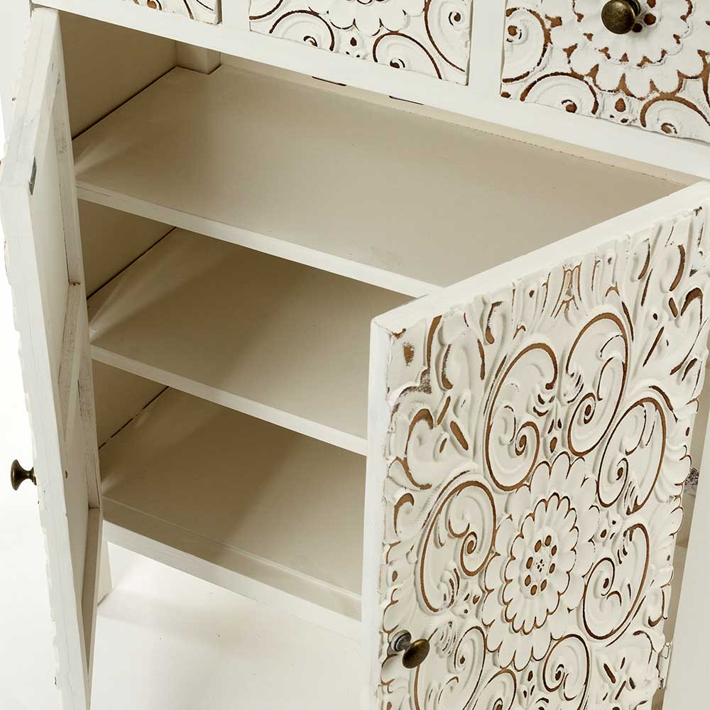 Shabby Highboard mit Ornament Muster Front - Acacio