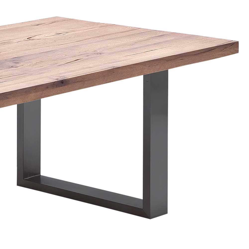 Esszimmer Tisch mit dunkler Eichenplatte - Buleta