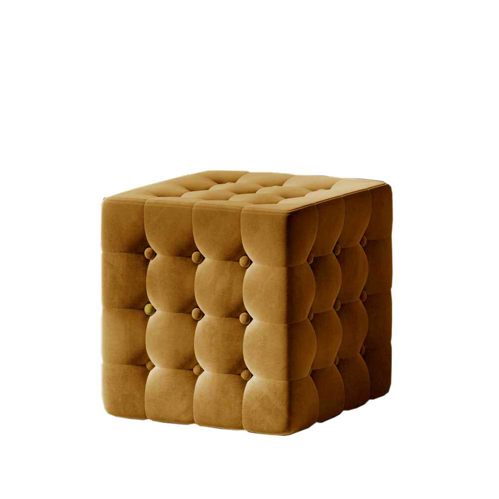 Würfelhocker mit Knöpfen in Senfgelb - Zuricano