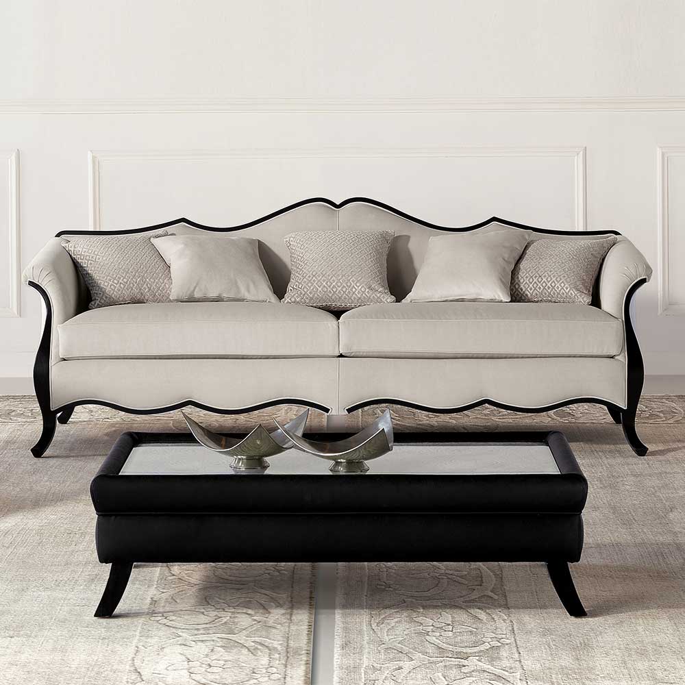 Webstoff Sofa in Beige und Schwarz - Queens