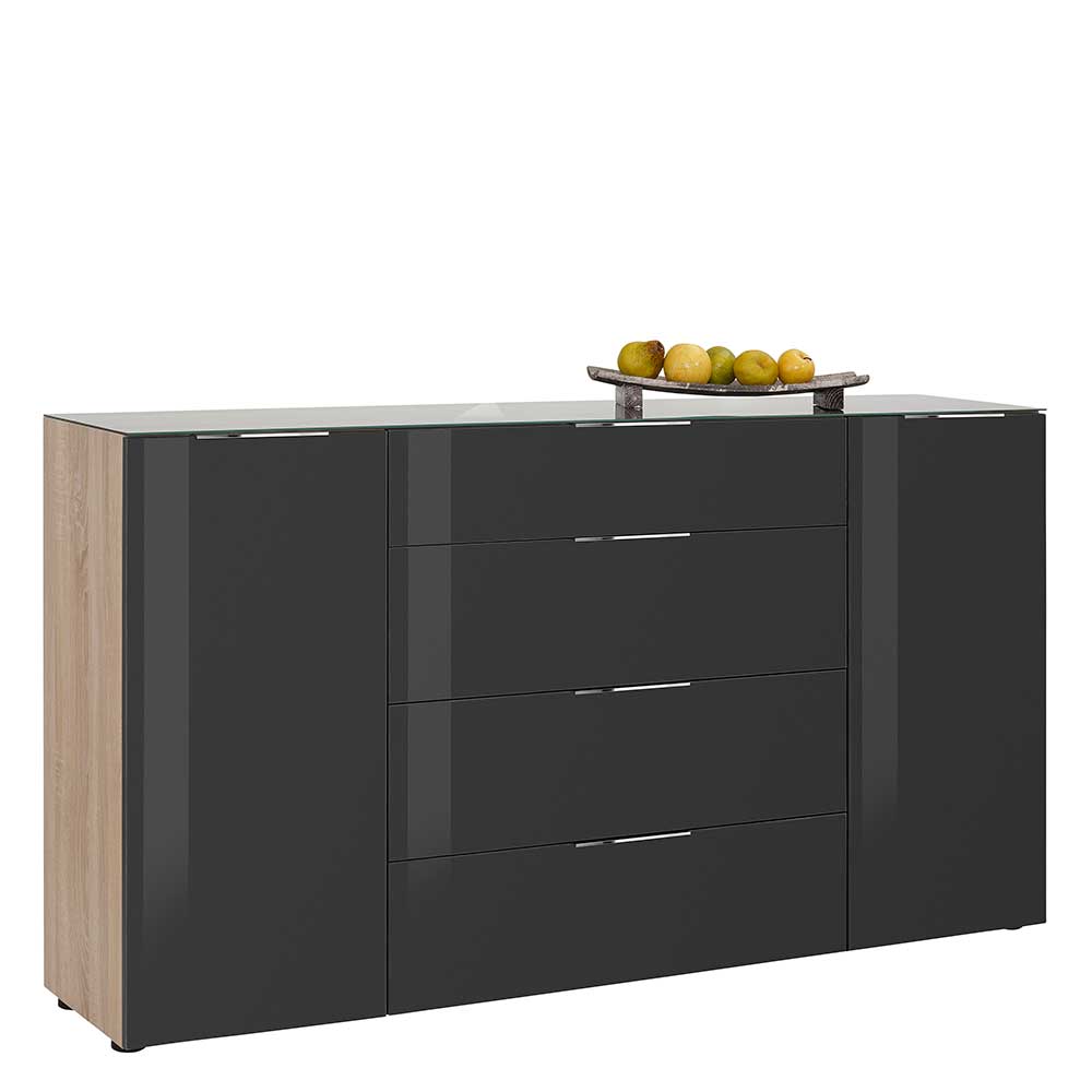 Topp Sideboard in Anthrazit Glas - Adricia