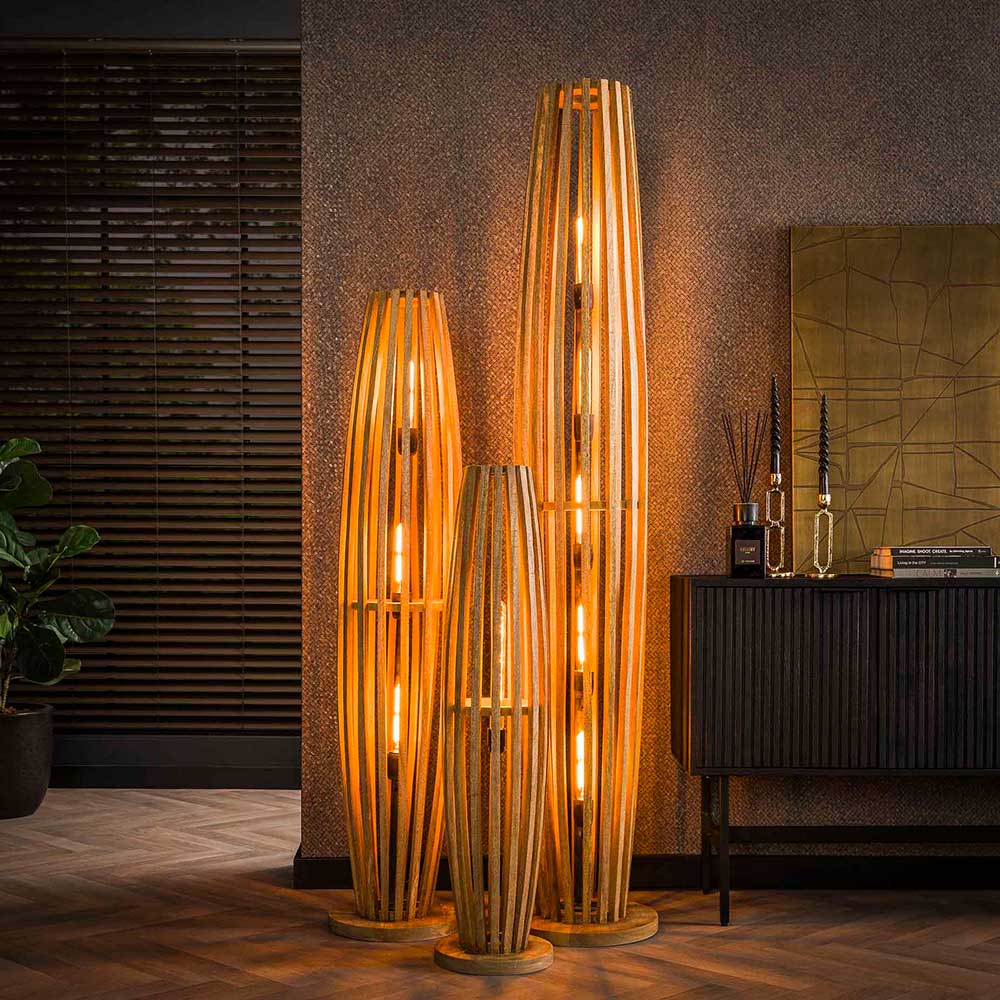 Mangoholz Stehleuchte im Skandi Design - Letona