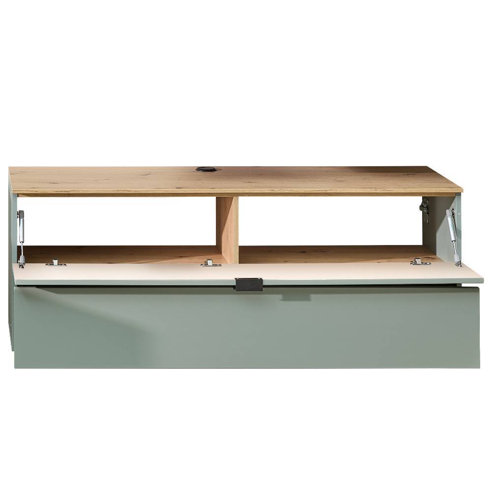 TV Lowboard in Graugrün und Wildeiche Natur - Halimi
