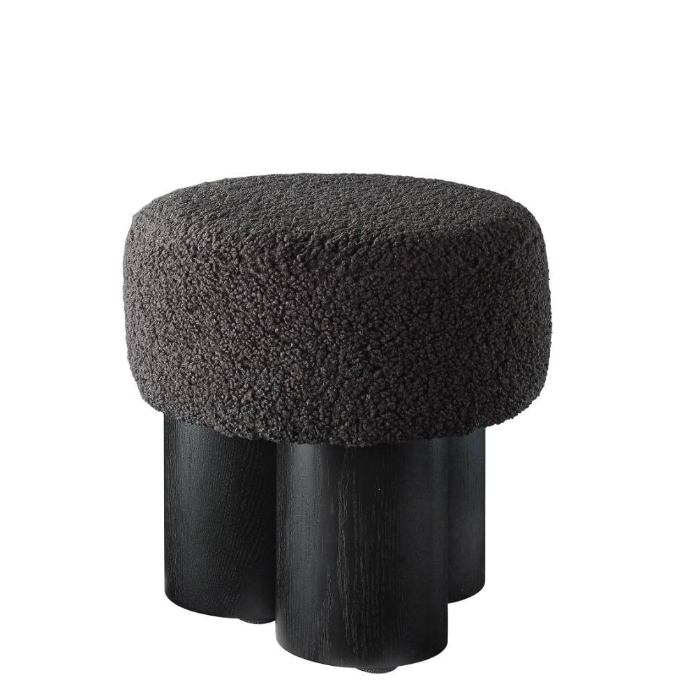 Schwarzer Plüsch-Hocker in rundem Design - Lancarosa
