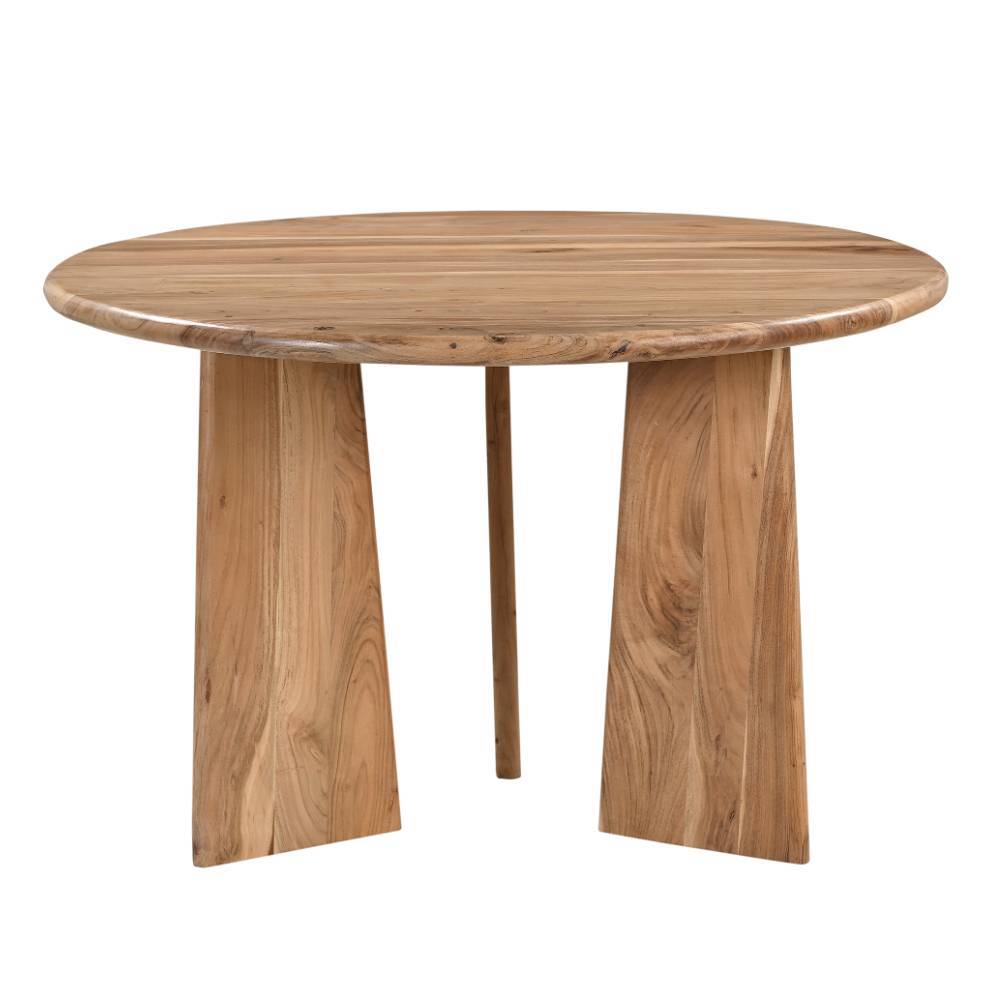 Runder Esstisch aus Akazie Massivholz mit massivem Untergestell und modernem Design – Bagavano