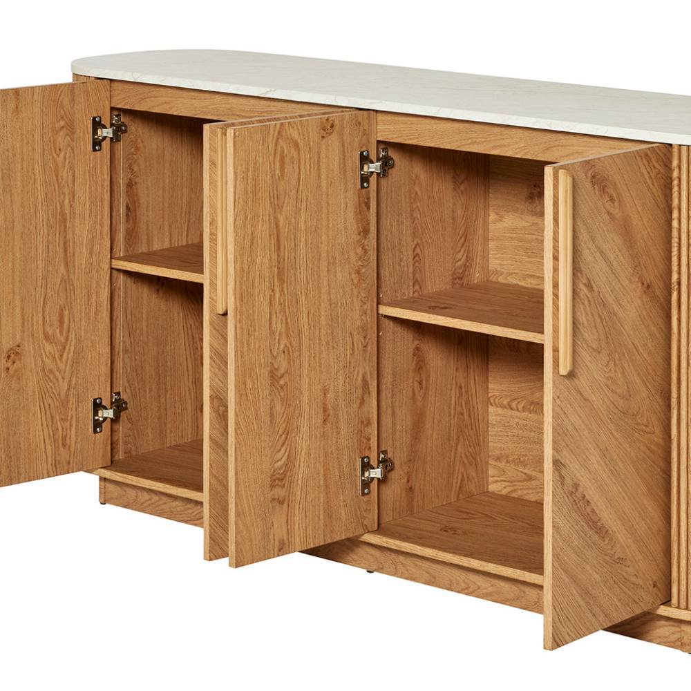 Ovales Sideboard in Eiche und Weiß - Fistrana