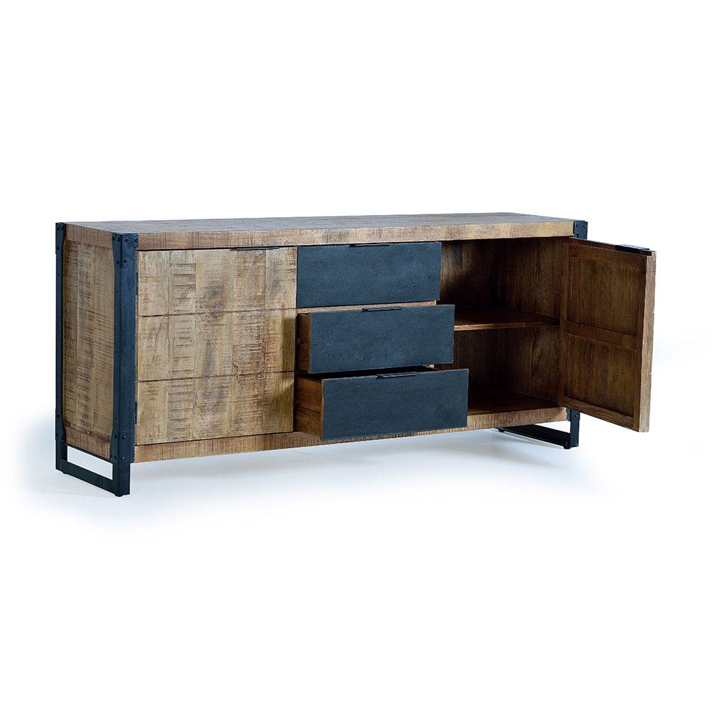 Industrial Sideboard aus Mangoholz mit Metall - Lakumara